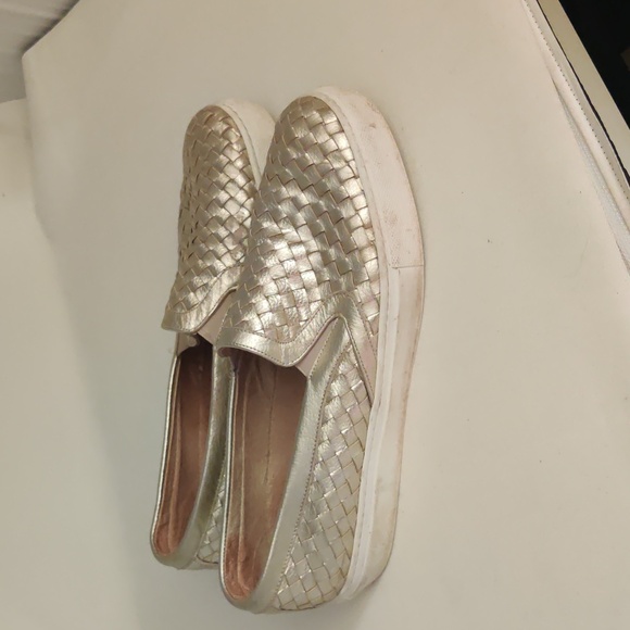 M. Gemi sz 42 sz 11 Gold woven leather tennis shoes sneakers slip on - Picture 3 of 9